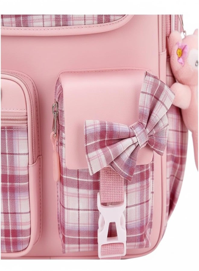 13 SOEME peach Chex School Bag for Boys and Girls - Unisex Kids Bag, College Bag for Girls - Ideal for Kids, Boys, Girls, Parents, Mother, Father - Durable and Stylish - Image 2